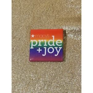 Macy's PRIDE & JOY LGBTQ Gay Pride Button Square Pin Rainbow Pinback
